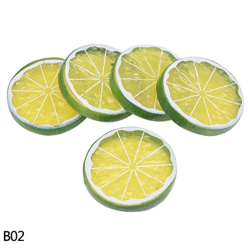 5/10pcs 5cm Artificial Fruit Lemon Slices Fruit