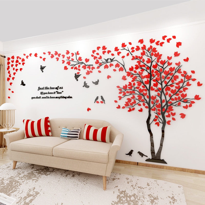 3D Tree Acrylic Mirror Wall Sticker Decals DIY