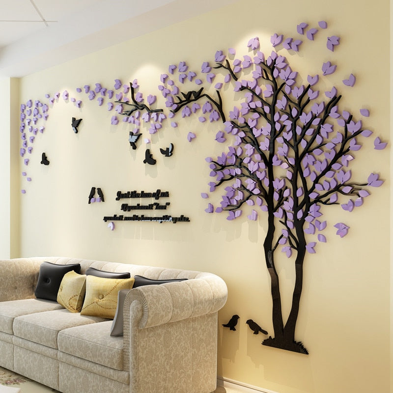 3D Tree Acrylic Mirror Wall Sticker Decals DIY