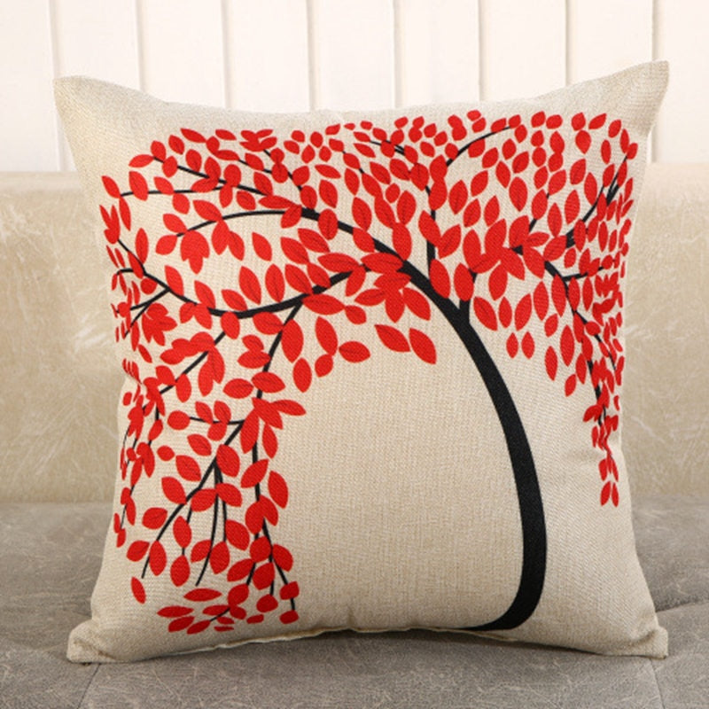 LOVE Happy Tree Printed Linen Pillow Covers (Multi Styles/ Colors)