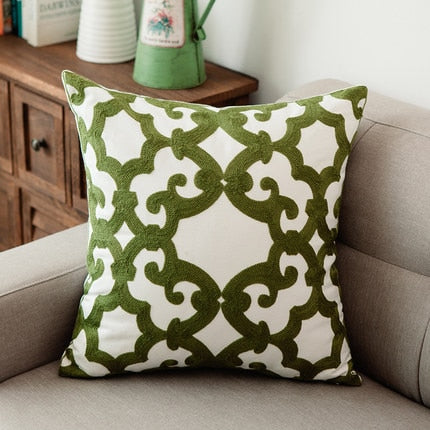 Embroidered Green Geometric Canvas (Multi Styles)