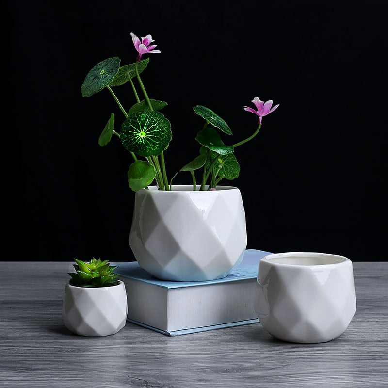 Creative Ceramic Diamond Geometric Flowerpot