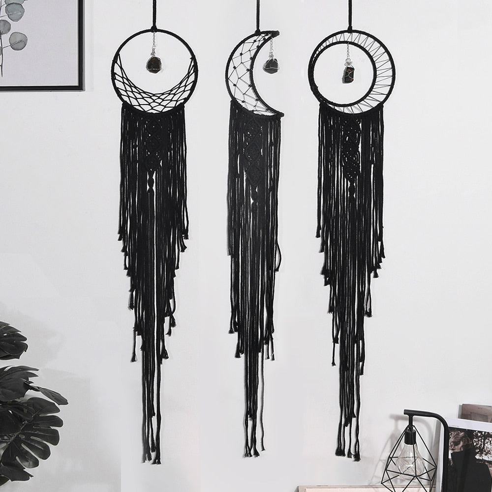 Black Moon Star Macrame Dream catcher Nordic Home Decoration Accessories Boho