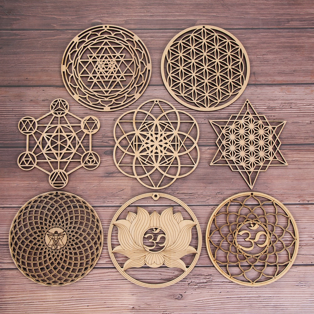 1PC Wood Wall Flower of Life Shape Non-slip Coaster