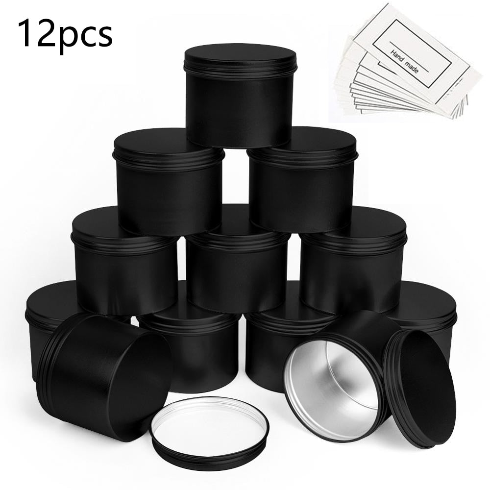 12pcs/24pcs Pack 100ml Round Empty Aluminum Jar Tea Package Box Sundry Kitchen Seasoning Pot Gold Silver Black Containers