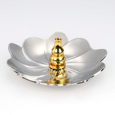 Retro Stick Incense Holder sandalwood Fragrance Burner Alloy lotus plate Buddhism Censer Home Office Decoration Craft