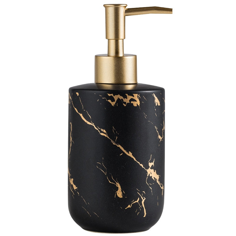 Luxury Ceramic Marble Soap Dispenser Set