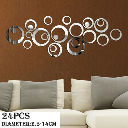 3D Mirror Wall Sticker Love Round Acrylic Wall Sticker DIY