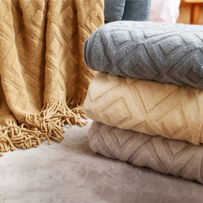 Nordic Winter Fleece Throw Tassel Blanket