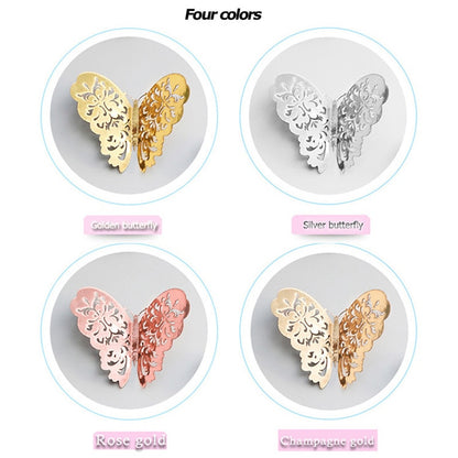 12Pcs/Set Hollow 3D Butterfly Wall Stickers For Home Decor Gold Silver Butterflies Decals