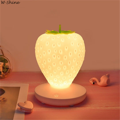 Touch Dimmable LED Light Silicone Strawberry  USB Lamp (Multi Colors)