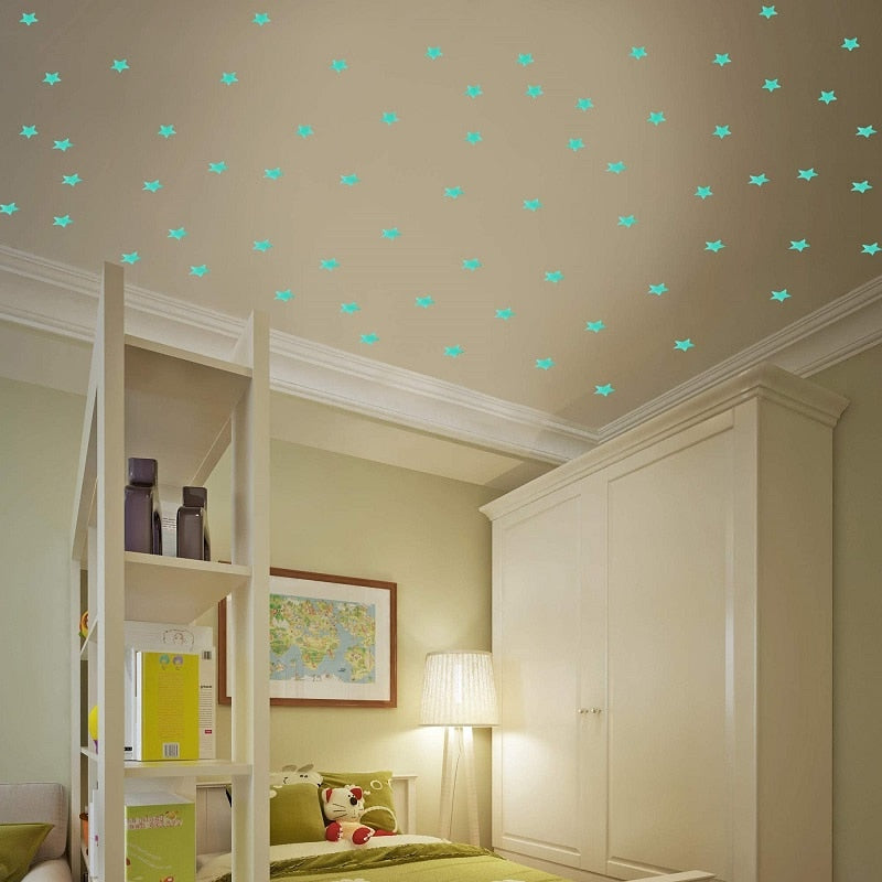 50Pcs Luminous 3D Stars Glow In The Dark Wall Stickers For Kids Baby Rooms Bedroom Ceiling Home Decor Fluorescent Star Stickers