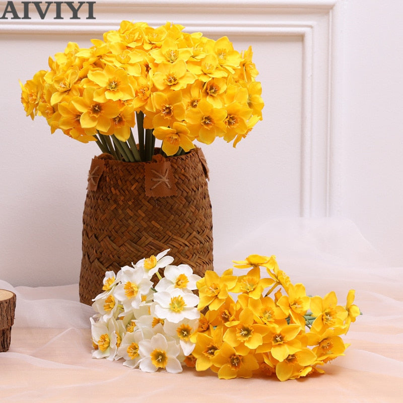 6pcs Artificial Narcissus Daffodil Plant