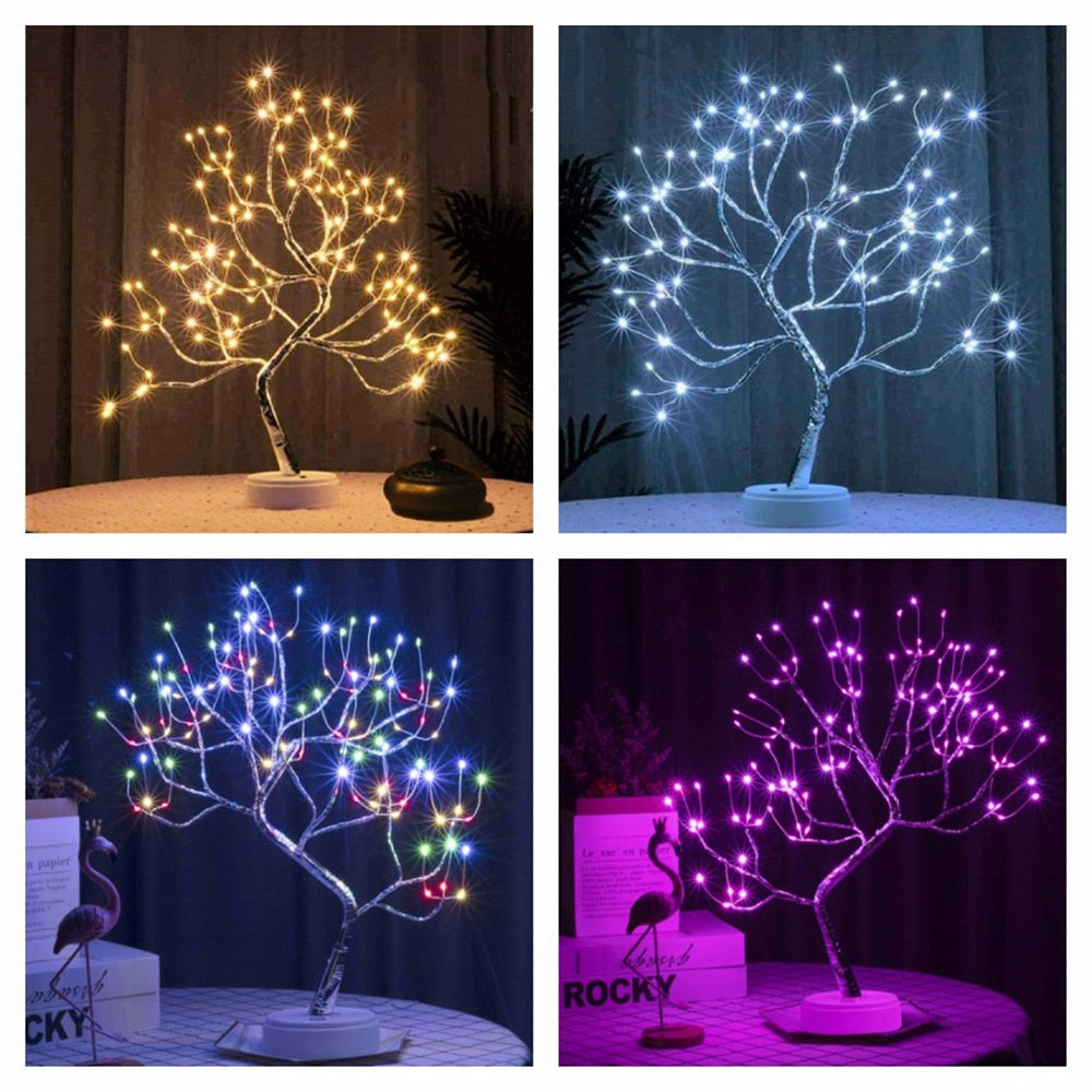 LED Night Lights Mini Tree Table Lamp Garland Fairy String Light Decoration (Multi Styles)