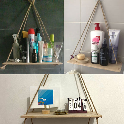 Decorative Shelves Premium Wood Swing Hanging Rope Wall Mounted Floating Shelves