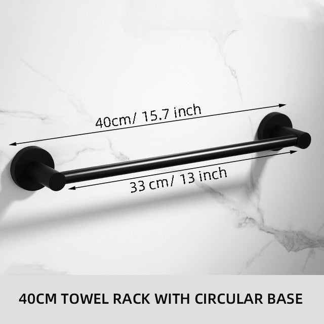 Bathroom Black Towel Rack Wall-mounted Black Toilet Space Aluminum Towel BarStorage Rail Shelf Bathroom Accessories