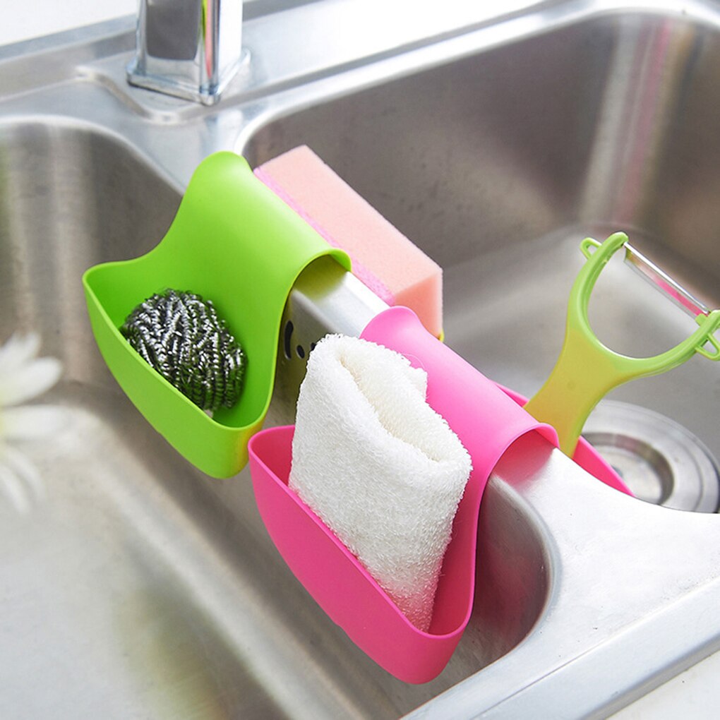 Hanging Pocket Drain Rack Shelf Suction Cup Sink Drain Basket Bowl Sponge Faucet Holder Kitchen Bathroom Storage Organizer