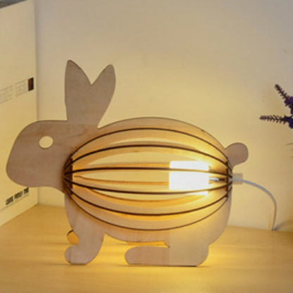 Wooden LED Night Light Lamp Rocket or Rabbit Remote USB