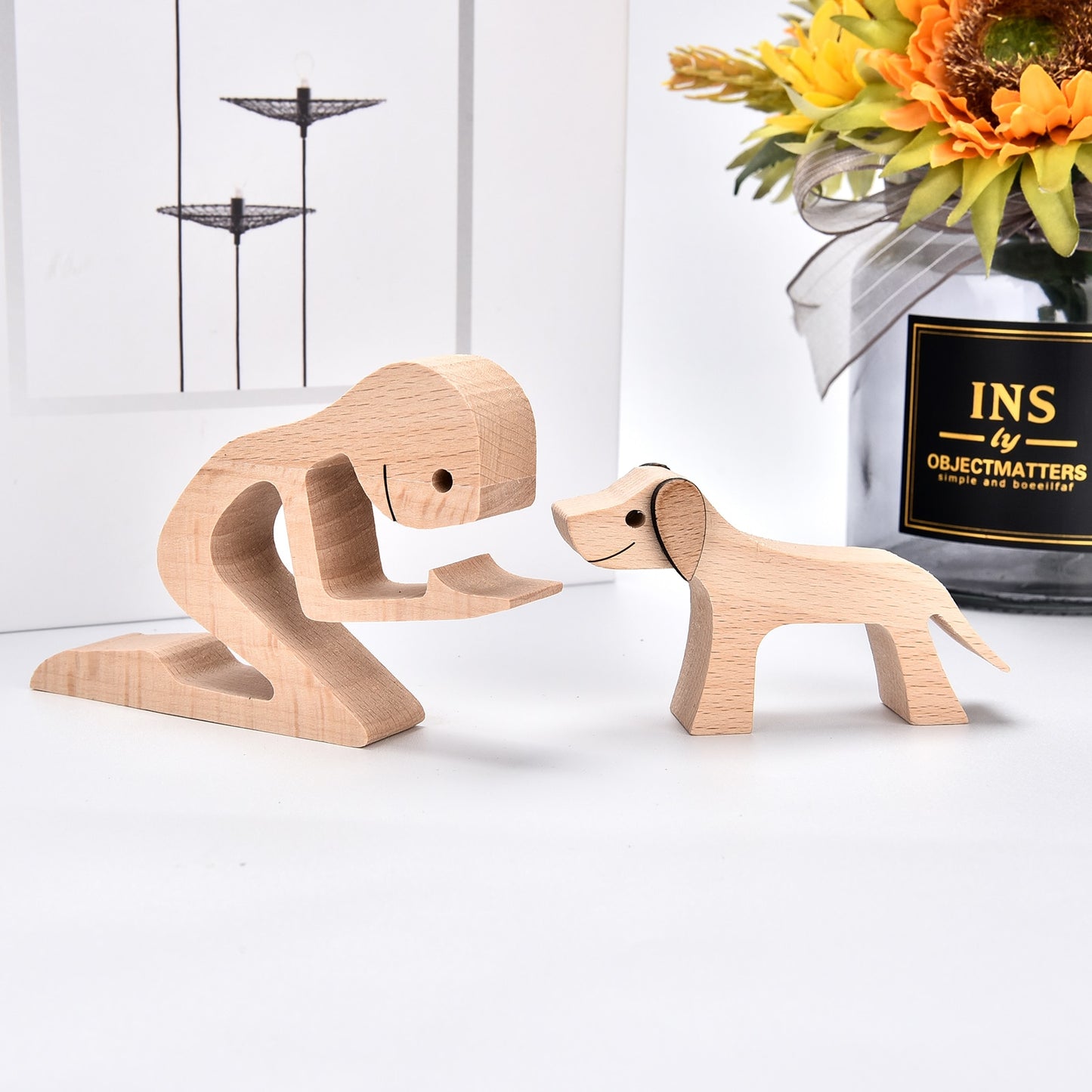 Handmade Wood Dog Decor Sculptures (Multi Styles)