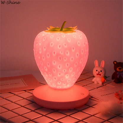 Touch Dimmable LED Light Silicone Strawberry  USB Lamp (Multi Colors)