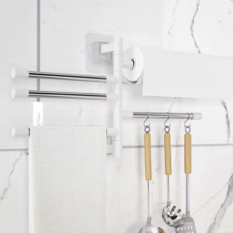 Towel Rack Rotatable Towel Holder Space Aluminum 2/3/4/5-Bar Towel Hanger Shelf Paper Hanging Wall Mounted