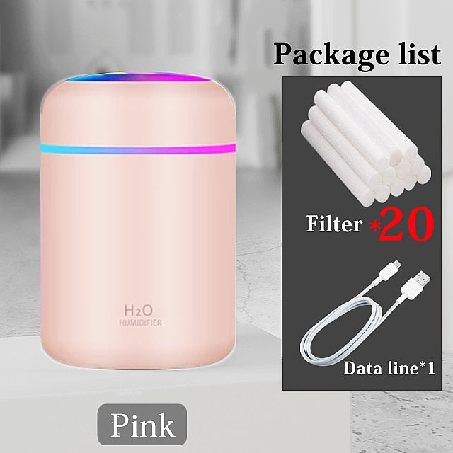 Portable 300ml Electric Air Humidifier Aroma Oil Diffuser USB Cool Mist Sprayer with Colorful Night Light for Home Car