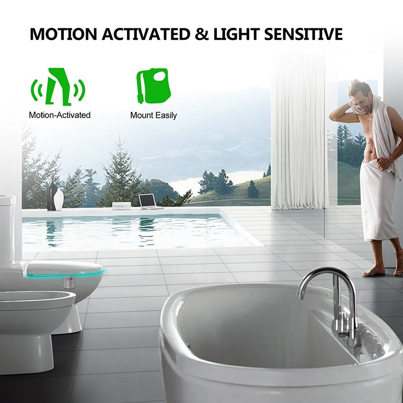 Toilet Night Light PIR Motion Sensor Toilet Lights LED Washroom Night Lamp 8 Colors Toilet Bowl Lighting For Bathroom Washroom