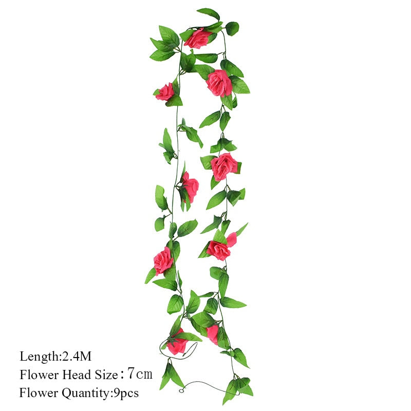 2.3m Flower Garland Artificial Flower String With Leaves Silk Ivy Vine