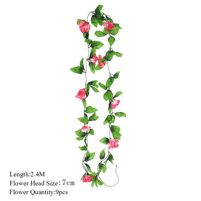 2.3m Flower Garland Artificial Flower String With Leaves Silk Ivy Vine