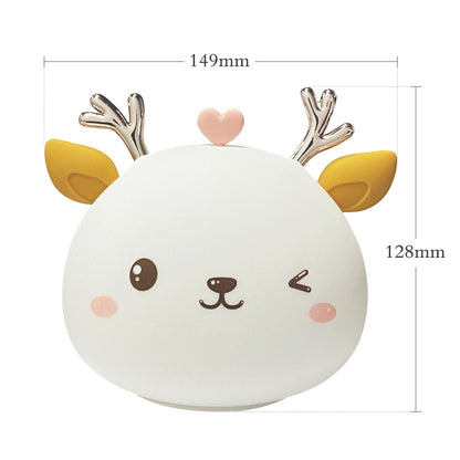 Colorful Deer Light Silicone Touch Sensor Cute Animal Soft USB Rechargeable Lamps