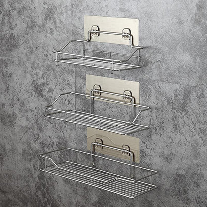 Stainless Steel Bathroom Storage Shelf Punch-Free Kitchen Bathroom Toilet Wall Hanging Storage Rack