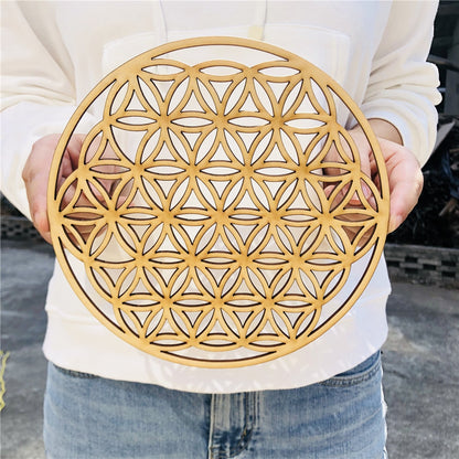 1PC Wood Wall Flower of Life Shape Non-slip Coaster