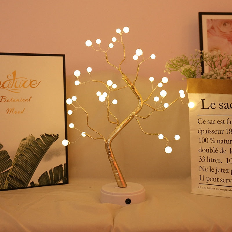 LED Copper Wire  Tree Fairy Lights  USB Battery Operated Table Lamp (Multi Styles)