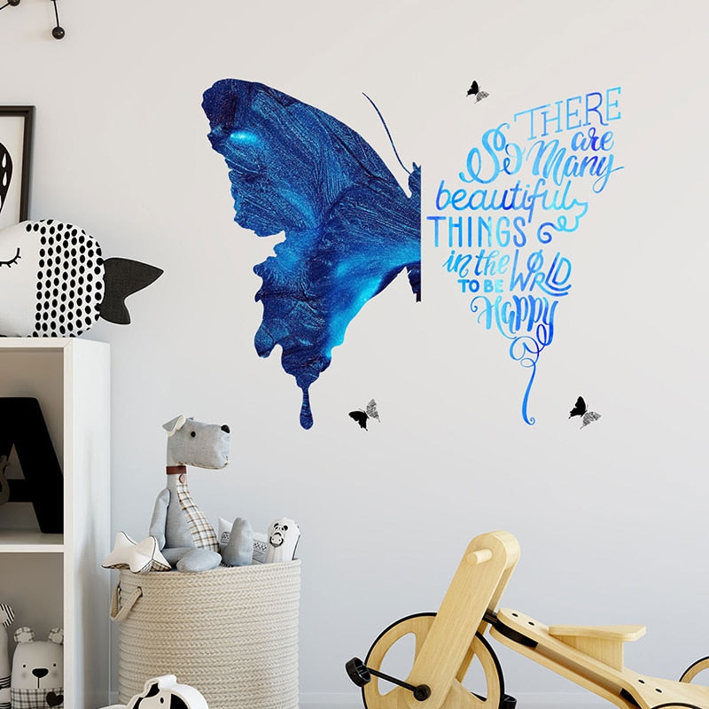 Beautiful Blue Big Butterfly Wall Stickers Wall Decals Home Decoration Decorative Stickers