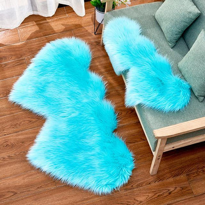 Double Heart Artificial Wool Sheepskin Floor Area Rug (Multi Colors)