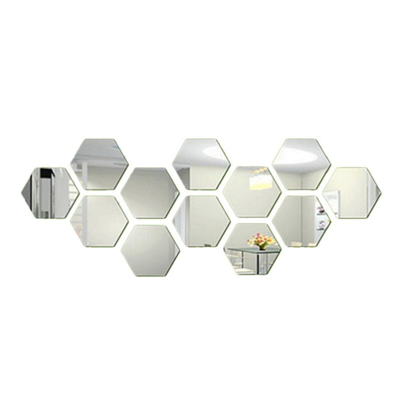 3D Hexagon Acrylic Mirror Wall Stickers DIY Art Wall Decor