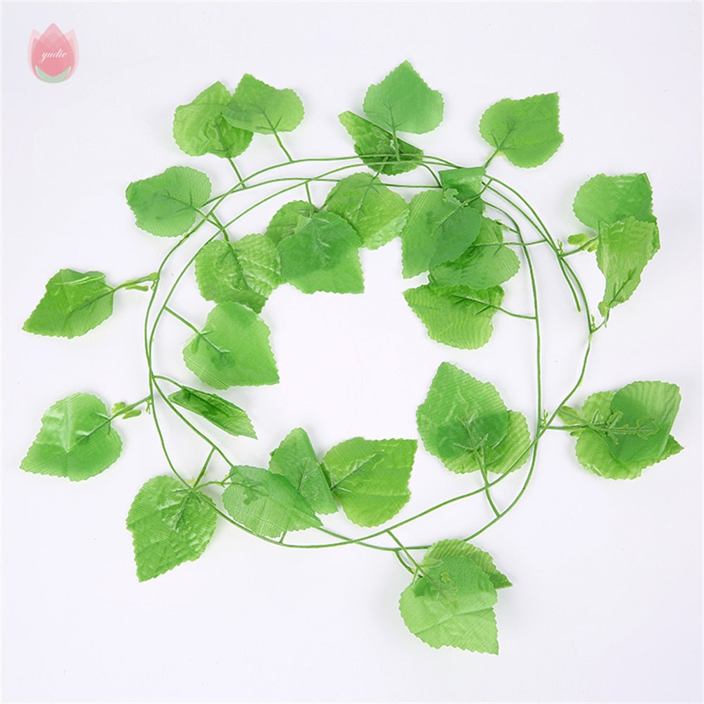 1Pc 230Cm Green Vine Silk Artificial Ivy Hanging Leaf Garland Plant Creeper Leaf