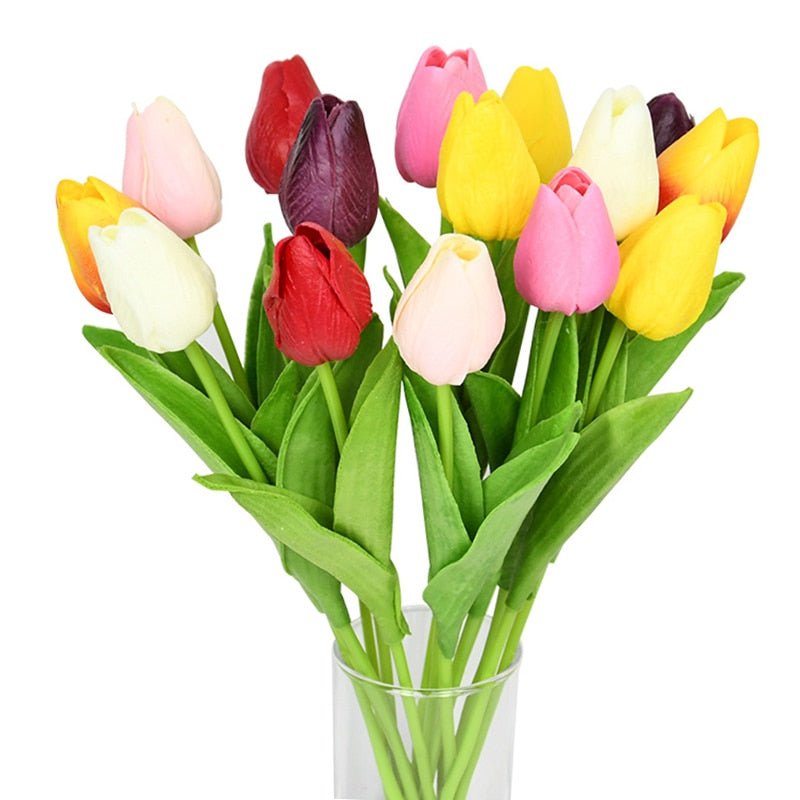 10PCS Tulip Artificial Flower Real Touch Artificial Bouquet PE Fake Flower