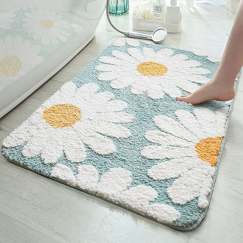 Daisy Bathroom Mat Nordic Fluffy  Absorbent Anti Slip Pad