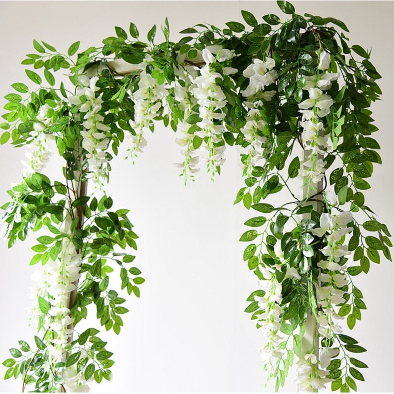 180cm Fake Ivy Wisteria Flowers Artificial Plant Vine Garland