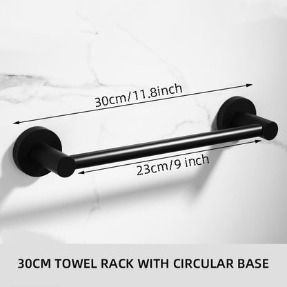 Bathroom Black Towel Rack Wall-mounted Black Toilet Space Aluminum Towel BarStorage Rail Shelf Bathroom Accessories