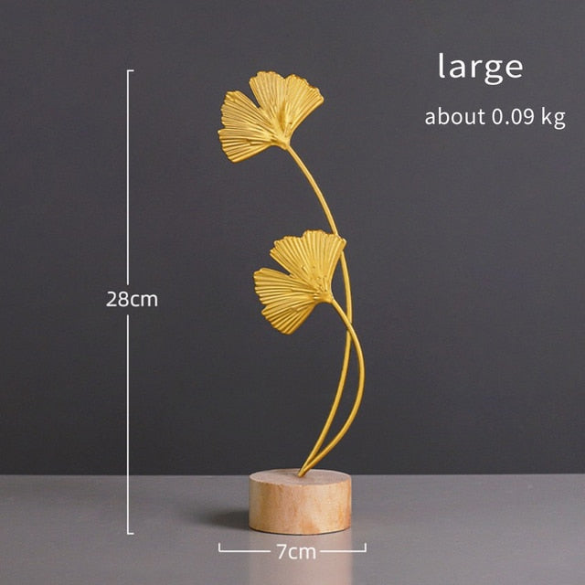 Nordic Gold Ginkgo Leaf Crafts Sculpture Luxury Desktop Ornaments (Multi Styles)