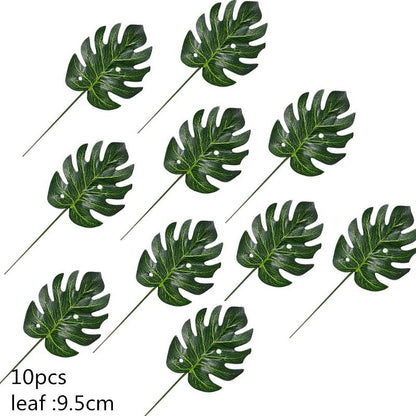 5/10pcs Artificial Gold Green Turtle Leaf Scattered Tail Leaf Fake Silk Plant Home Decor Palm Leaves