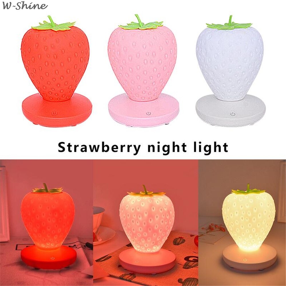 Touch Dimmable LED Light Silicone Strawberry  USB Lamp (Multi Colors)