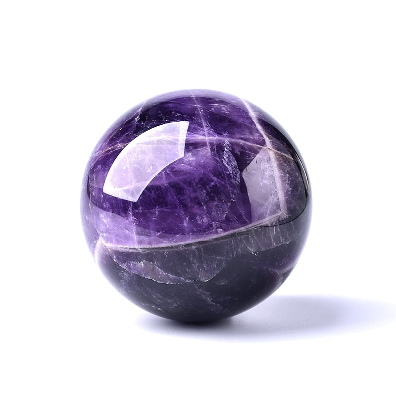 Natural Dream Amethyst Polished Globe Massaging Ball Reiki Healing Stone (Multi Colors)