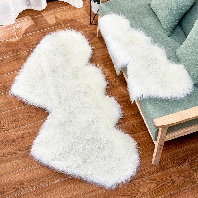 Double Heart Artificial Wool Sheepskin Floor Area Rug (Multi Colors)