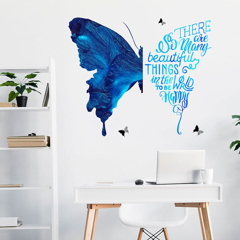 Beautiful Blue Big Butterfly Wall Stickers Wall Decals Home Decoration Decorative Stickers