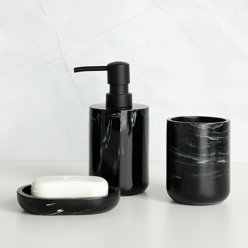 Black Bathroom Accessory Resin Set