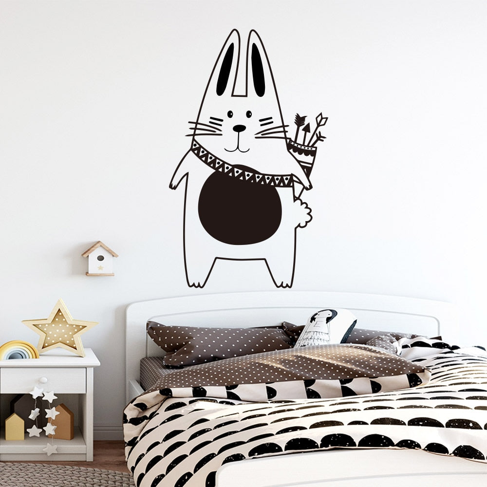 Cartoon Tribal Animals Vinyl Wall Sticker For Kids Room Decoration Babys Bedroom Decor Decals Stickers Bear Fox art wallpaper