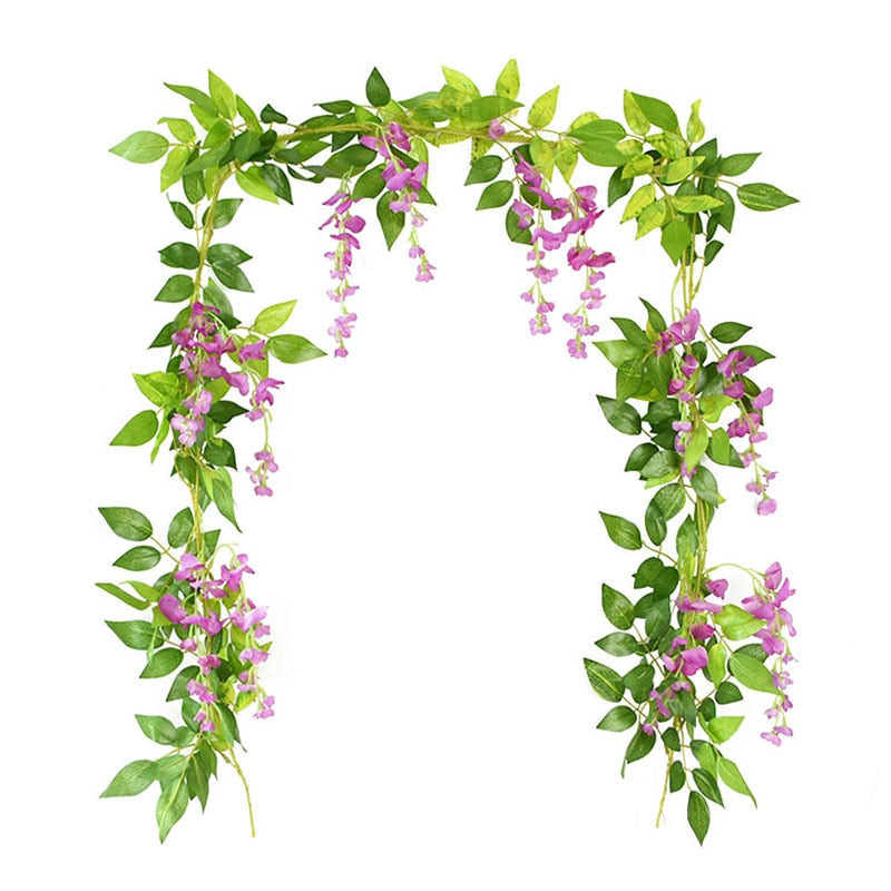 180cm Fake Ivy Wisteria Flowers Artificial Plant Vine Garland